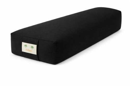 Kakaos Small Rectangual Yoga Bolster | Cotton Cover - color: Black