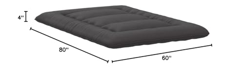 Zelladorra Japanese Floor Mattress, Futon Mattress | Roll Up Tatami Mat with Portable Storage Bag and Washable Cover, Suitable for Camping, Guest Room, Black - color: Black ( 4"th + Dust Cover ), size: Queen (80"L x 60"W)