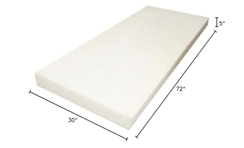 Mybecca Upholstery Foam Cushion Medium Density Polyurethane Foam 5" x 30" x 72" (Seat Replacement, Upholstery Sheet, Foam Padding) - color: Medium Density, style: 5 X 30 X 72