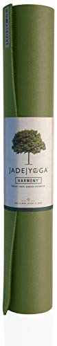 JadeYoga Harmony Yoga Mat - Durable & Thick Gym Fitness Mat, Non-Slip Natural Rubber Yoga Mat - Home Exercise & Stretching Mat, Workout Mat - Yoga, Pilates & Meditation for Women & Men - color: Olive Green, size: 68"