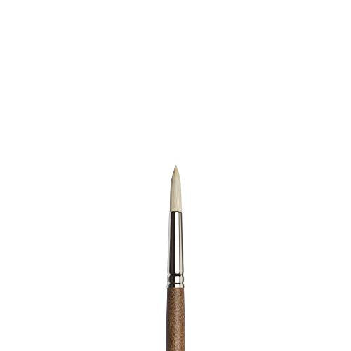 Winsor & Newton Artists' Oil Synthetic Brush, Round #6 | Synthetic Flagged Bristles, Excellent Color Carrying Capacity, Handmade in England, For Oil Paint - style: Round #6