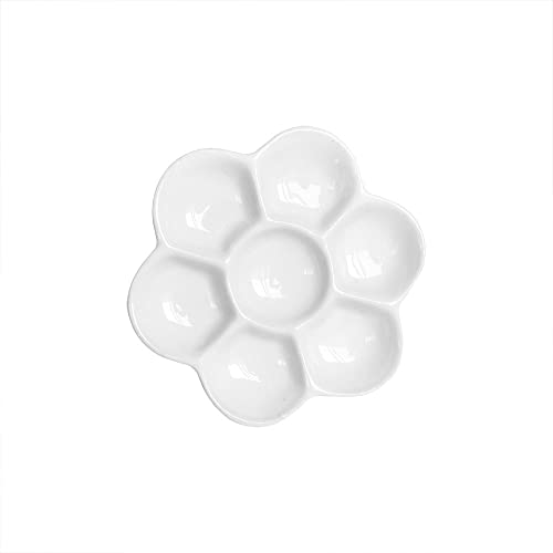 3.4" Diameter Flower Paint Palette Glazed Watercolor Painting Mixing Ceramic Palette 2 PCS