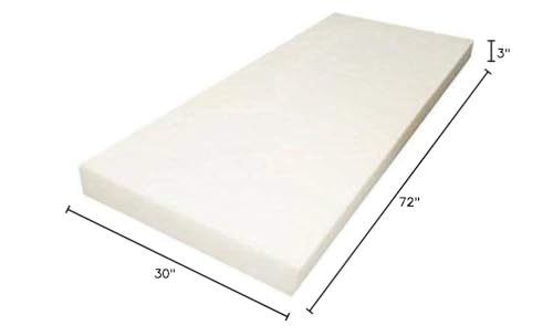 Mybecca Upholstery Foam Cushion Medium Density (Seat Replacement, Upholstery Sheet), 3" W x 30" H x 72" L - color: Medium Density, style: 3 Inch x 30 Inch x 72 Inch