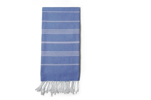 Turkish Beach Towel 100% Organic Cotton Extra Large Oversized (39 x 71 Inches) Quick Dry Sand Free Light Weight Prewashed for Bath Beach Gym Yoga Travel Towel Blanket (Blue) - color: Blue