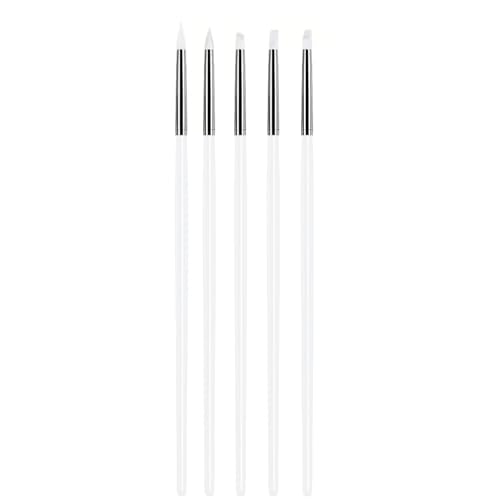 5Pcs Silicone Sculpting Tools for Polymer Clay, Nail Art & Craft DIY | Silicone Shaping Brushes for Clay Modeling, Ceramic, Fondant, Nail Art Design, Detailing and DIY Projects - color: White