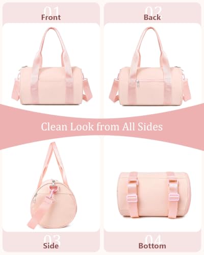 Small Gym Bag for Women, 11L Mini Duffle Bag with Shoe Compartment, Wet Pocket & Yoga Mat Holder, Lightweight Carry On Sport Bag for Gym, Yoga, Dance & Overnight Trips - Pink - color: Pink