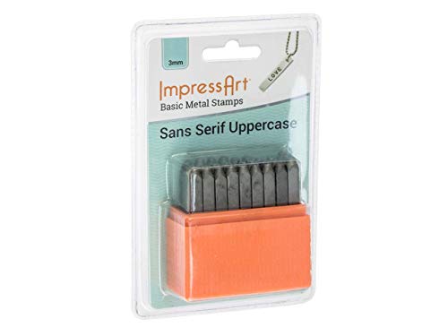 ImpressArt - Basic Sans Serif 3mm Uppercase Metal Letter Set for Metal Stamping Projects and Hand Stamping Jewelry - color: Sans Serif (3mm), size: Uppercase