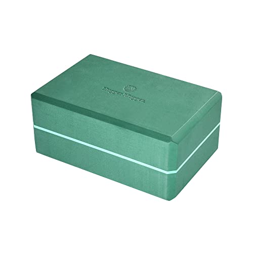 Hugger Mugger 4 in. Foam Yoga Block - Strong and Stable, Beveled Edges for Comfort, Most Favored Block Size, Helps with Alignment and Support in Many Poses - color: Evergreen