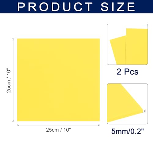MECCANIXITY Foam Sheets Crafts 10x10 Inch 5mm EVA Craft Foam Paper Foam Sheets for Crafts Projects DIY Cosplay Modeling, Yellow, 2 Sheets - color: Yellow, size: 5mm