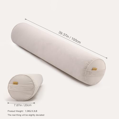 Body Pillow for Adults,Long Round Pillow,Big Cylindrical Pillow,Large Full Bolster Pillows for Side Sleepers (Misty White, 39.37"*7.87") - color: Misty White, size: 39.37"*7.87"