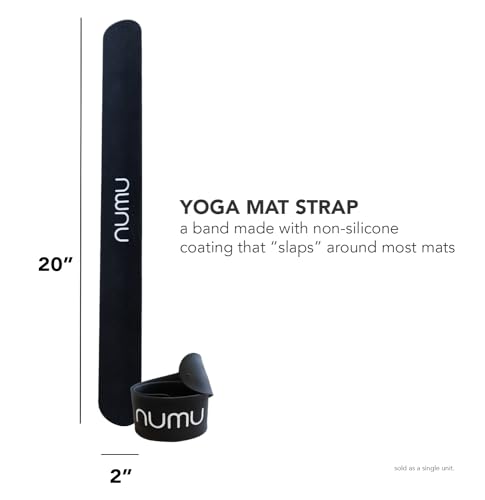 Numu Yoga Mat Strap Slap Band - Easy Snap On to Keep Exercise Mat Tightly Rolled and Secured for Yoga Mat Storage and Travel - color: Black