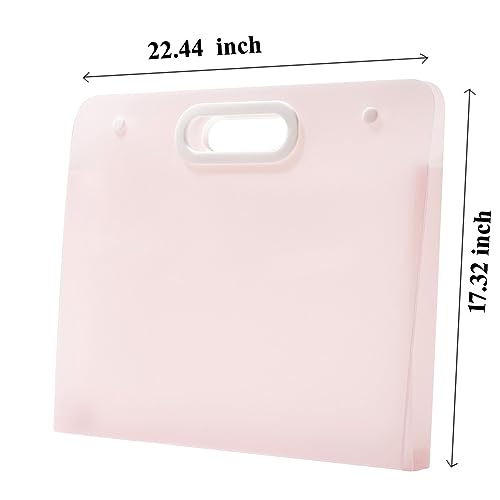 Sohynca Plastic Art Portfolio, Large Art Portfolio with Handles,Waterproof Portfolio Folder for Artwork, Arts Storage Case for Drawing Sketch Photography Poster (Pink 22.44 x 17.32 inch) - size: Pink 22.44 x 17.32 inch