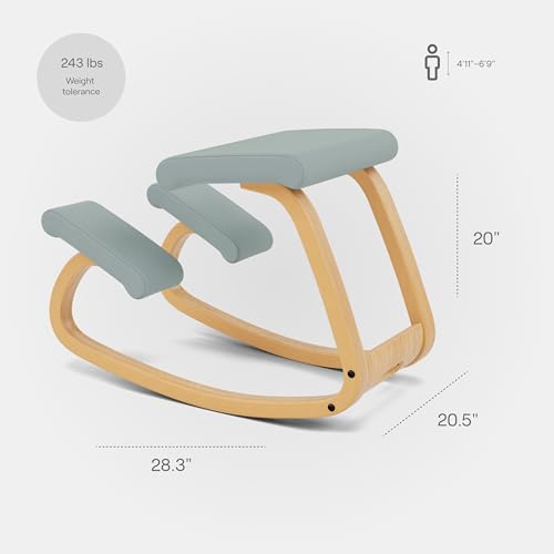 Varier Ergonomic Kneeling Chair, Rocking Knee Stool for Home Office Desk - color: Light Brown/Light Green Tonal