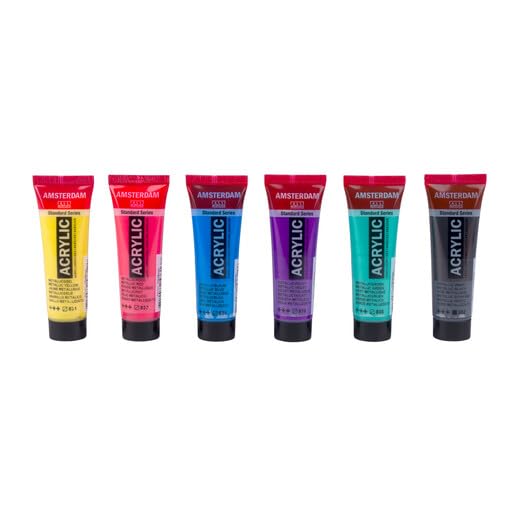 Amsterdam Standard Series Acrylics - Set of 6, Colorful Metallic, 20 ml Tubes