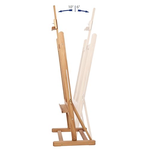Mabef M10 Studio Easel, Oiled Beech Wood H-Frame Artist Easel with Adjustable Height and Tilt for Oil Acrylic Pastel Painting - style: Adjustable,Sturdy