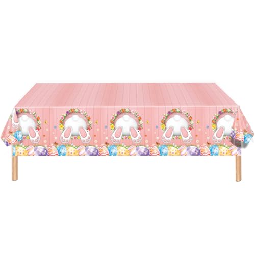 2 Pack Easter Party Plastic Tablecloths Plastic Table Covers Disposable Table Cloths BBQ Picnic Birthday Wedding Party Waterproof Tablecloth TableCovers 54 x 108 in - color: Bunny