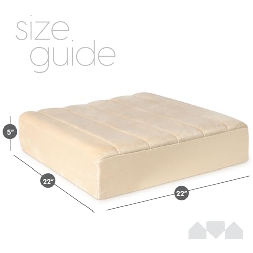 Milliard Memory Foam Floor Pillow, 22" Decorative Square Floor Cushion with Soft Washable Velour Ribbed Cover (Ivory) - color: Ivory