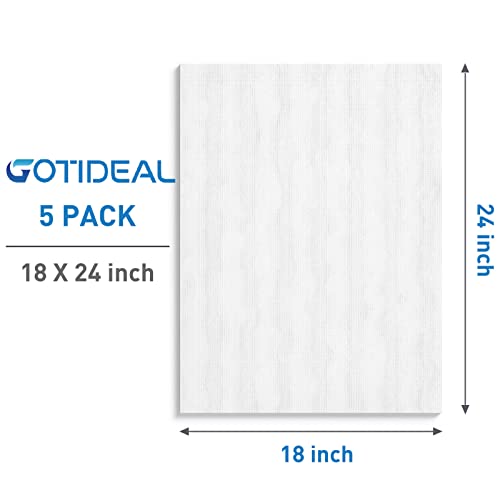 GOTIDEAL Stretched Canvases for Painting, 18x24 Inch Set of 5 | Primed White, 100% Cotton Blank Art Canvas Boards for Painting for Acrylic Pouring, Oil Paint Dry & Wet Art Media - color: White, size: 18"x24"