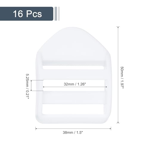 uxcell Plastic Ladder Slider Adjustable Buckles | Tension Lock Tri-Glides for Belt Backpack Straps Part Replacement - color: White, size: 1"