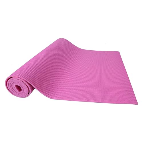 Fitvids All Purpose 1/4-Inch High Density Anti-Tear Exercise Yoga Mat with Carrying Strap, Multiple Colors - color: Pink