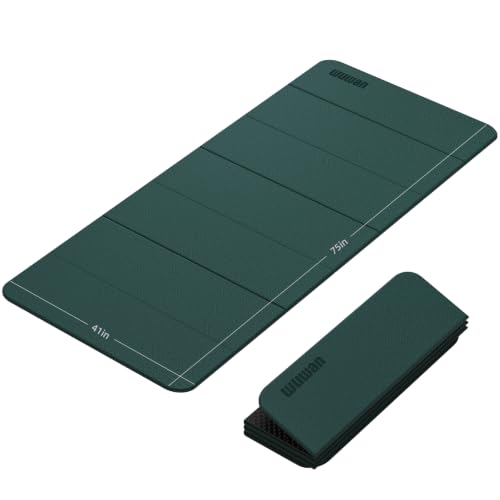 Foldable TPE Yoga Mat Thick 10mm,75" x40"Extra Large Exercise Mats | Stretch Mat Non-slip Fitness Folding Mat Easy to Carry,Wide Gym Mats for Women Men Suitable for Home Workout Travel Pilates - color: green