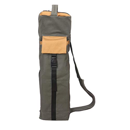 KD Yoga Mat Bag, Extra Large Cotton Canvas Tote, Adjustable Strap - M Green
