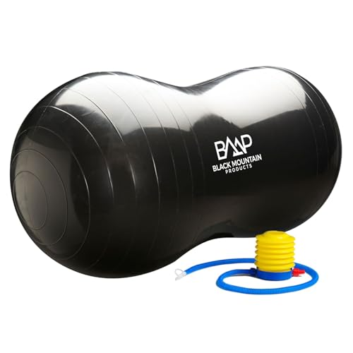 Black Mountain Products Exercise Stability Yoga Peanut Ball, Foot Pump, Ball Plug, Plug Puller, 2000 Lbs Static Weight Capacity Antiburst - color: Black