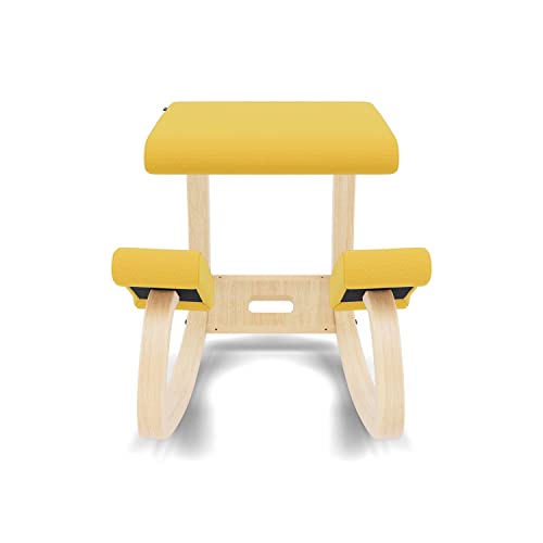 Varier Ergonomic Kneeling Chair, Rocking Knee Stool for Home Office Desk - color: Natural/Yellow