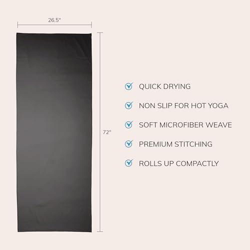 Fittest Pro Non-Slip Hot Yoga Towel with Super-Absorbent Soft Suede Microfiber in Many Colors, for Bikram Pilates and Yoga Mats. (72.00 x 26.50) Nimbus Grey - color: Nimbus Grey
