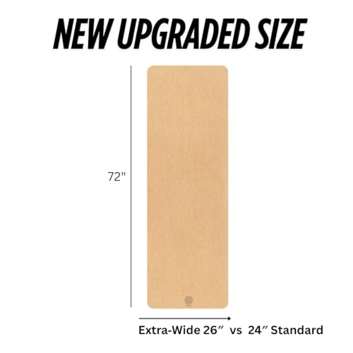 Cork Yoga Mat with Natural Rubber Base, Extra Size, Thickness and Support, Excellent Cushion & Grip, Non-Slip, Non-Toxic, Sweat-Resistant, Sustainable, Eco-friendly Exercise Mat - color: Original, size: 72 x 26 x 4 mm