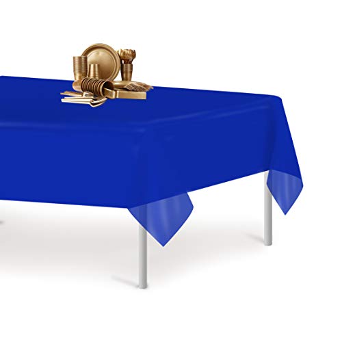 Blue 1 Pack Premium Disposable Plastic Tablecloth 54 Inch. x 108 Inch. Rectangle Table Cover - color: Blue, size: 1 Pack Rectangle