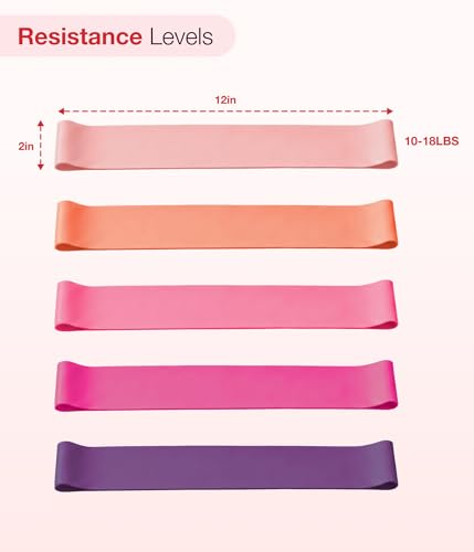 5 Pack Resistance Loop Bands,Eco TPE Workout Bands with 5 Color | Portable Stretch Bands for Exercise & Multi-Scene Exercise Bands for Home Fitness, Yoga, Physical Therapy