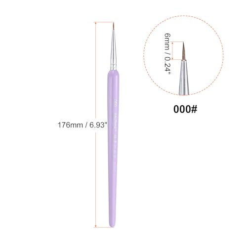HARFINGTON Detail Paint Brushes 6mm Pointed Tip Nylon Hair Miniature Painting Brush for Watercolor Oil Acrylic Painting(000#), Purple - color: Purple, size: 000# 6mm