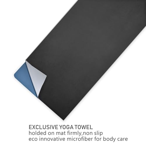YETTASBIN Black Yoga Mat Towel, Non Slip Sweat Absorbent Hot Yoga Towel Portable Lightweight Travel Workout Towel with Storage Bag for Home Yoga, Pilates, Fitness 73x 27 Inch