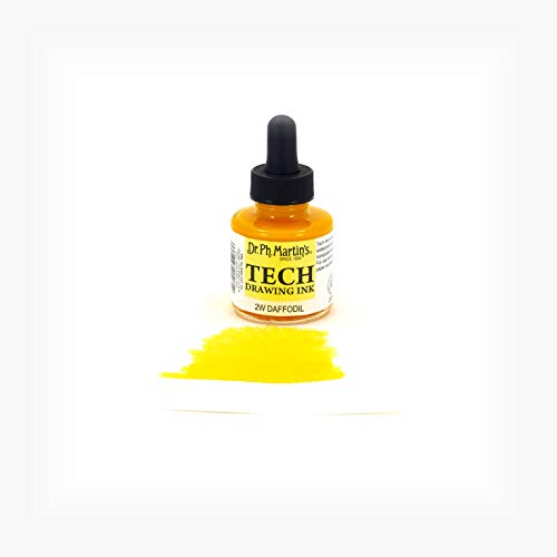 Dr. Ph. Martin's TECH Drawing Ink (2W) Ink Bottle, 1.0 oz, Daffodil, 1 Bottle