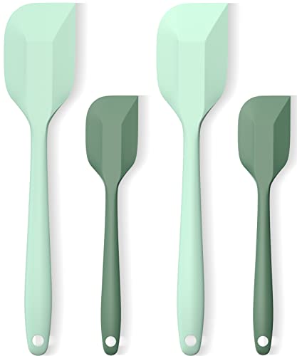 Silicone Spatula Set, Premium Spatulas Silicone Heat Resistant 2 Small & 2 Large Flexible Scraper for Nonstick Cookware, Rubber Spatula for Kitchen Mixing Baking Cooking Use, Soft Spatula - Set of 4 - color: 2 small(high-grade-green)+2 large(fresh-green)