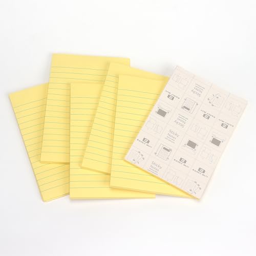 Early Buy Sticky Notes with Lines 4x6 in, Yellow Self-Stick, 45 Sheets/Pad | Bright Color Self-Stick Notes For Daily Reminders, Home, Office, And Study Use. 6 Pads, Each With 45 Sheets. - color: Yellow