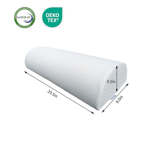 2 Pack Half Moon Bolster Pillow for Legs, Knees, Lower Back.Semi Roll Round Pillow for Ankle and Foot Comfort, Head Neck Spine Hip Pain Relief,Machine Washable Cover - color: White-2 Pack