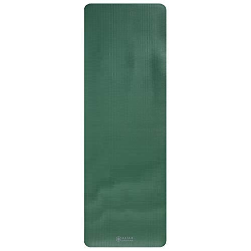 Gaiam Thick Yoga Mat, Exercise & Fitness Mat with Easy-Cinch Carrying Strap - color: Green, size: 2/5" (10MM)