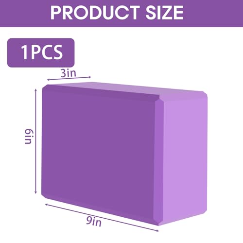 Yoga Block - Supportive Latex-Free Eva Foam - Soft Non-Slip Surface with Beveled Edges for Yoga, Pilates, Meditation - Yoga Accessories for Stability, Balance, Deepen Stretches - color: Deep Purple