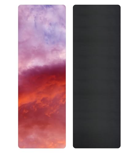 Non Slip Yoga Mat TPE Workout Mat for Men Women, Thick Workout Mat with Carrying Strap, Fitness Mats for Exercise, Yoga, Fitness, Pilates, Floor Workouts (72" x 24" x 6mm) - color: CloudsB