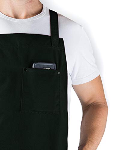 Hudson Durable Goods - Professional Grade Chef Apron for Kitchen, BBQ & Grill - color: Hunter Green