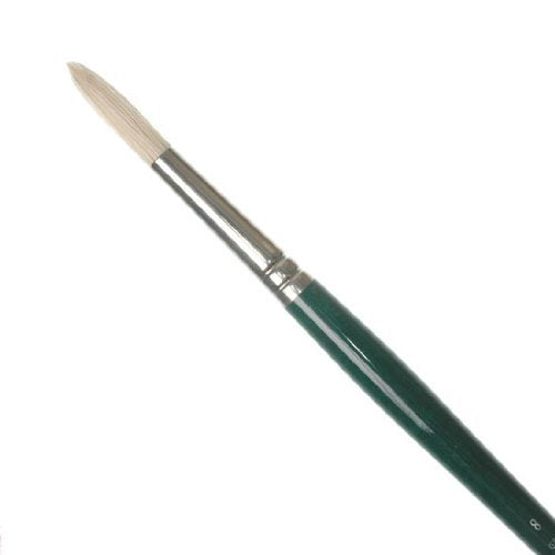 Winsor & Newton Winton Hog Round Brush, #8 | Natural Chinese Hog Bristle Brush, Interlock Constructed, Hand-Set, Corrosion Resistant Ferrules, Natural Curve Bristles