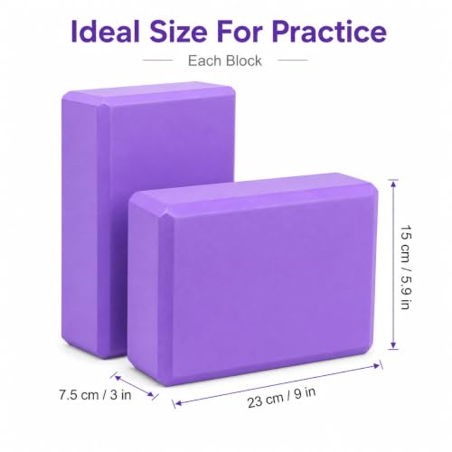 EXERZ Yoga Blocks 2 pack, Gym Blocks, Exercise Workout Fitness Bricks, Pilates Stretch Handstand Non-Slip - color: Purple
