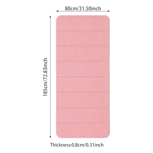 Yoga Mat, Foldable Exercise Mat, Portable FitnessMat, Thickened TPEmat for Yoga, Pilates, Stretching, Non Slip Cushion with 8mm Thick, Compact Design, 72x31 Inch - color: Pink