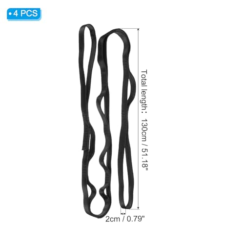 PATIKIL Daisy Chain Straps, Strong Climbing Strap Adjustable Nylon Chain Sling with Loops for Aerial Yoga Hammock Swing - color: Black, size: 51 Inch