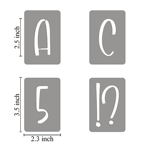 2.5 Inch Alphabet Letter Stencils for Painting - 42 Pack Letter and Number Stencil Templates with Signs for Painting on Wood, Reusable Letters and Numbers Stencils for Chalkboard Wood Signs & Wall Art - size: 2.5 Inch