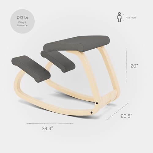 Varier Ergonomic Kneeling Chair, Rocking Knee Stool for Home Office Desk - color: Natural/Grey