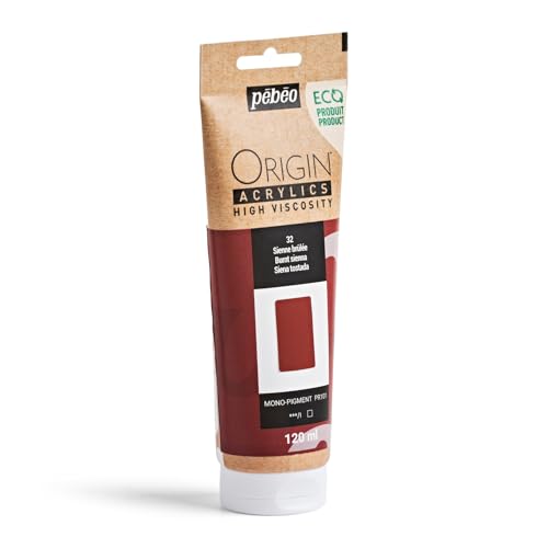 PEBEO Origin Acrylics 120ml Matte Acrylic Paint, Burnt Sienna | Warm red-brown earth for portraits and rich shadows - matte high-viscosity acrylic that keeps every knife mark. - color: Burnt Sienna