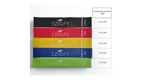 Resistance Bands Set of 5 – Natural Latex Loop Exercise Bands for Legs, Glutes & Full Body – 10–45 lbs – Workout, Pilates, Physical Therapy – Includes Carry Bag